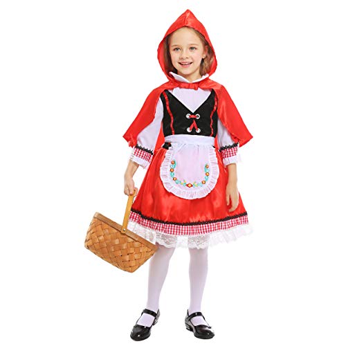 Sincere Party Disfraz de Caperucita Roja con Vestido con Capa y Cesta para niñas pequeñas 3-4 años 