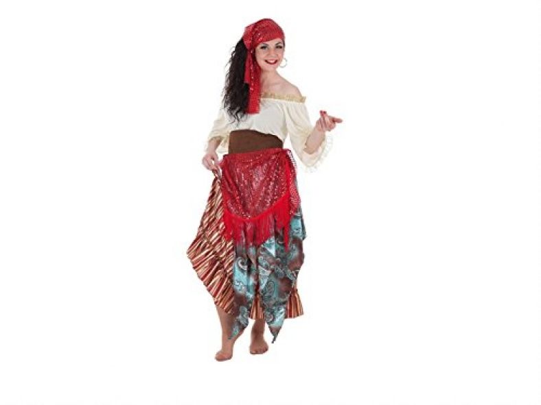 Disfraz De Gitana Para Niña - Talla L (10-12 Años, 130-140 Cm), Incluye Camiseta, Falda, Diadema Y Cinturón